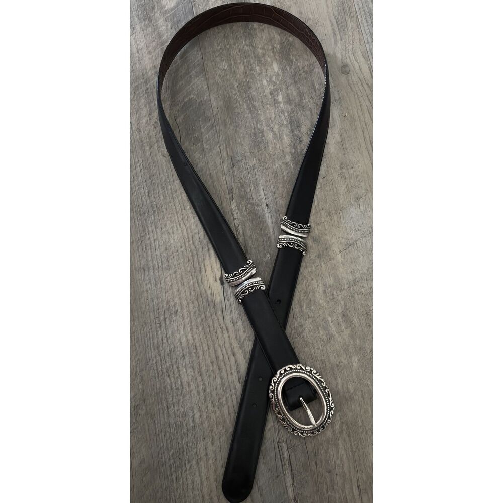 Vintage Brighton Brown & Black Reversible Leather Belt Size M 36" - Picture 4 of 7